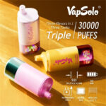 VAPSOLO Triple 30K 30000 Puffs 3 in 1 Flavor Disposable Vape Rechargeable Mesh Coil LED Display Wholesale