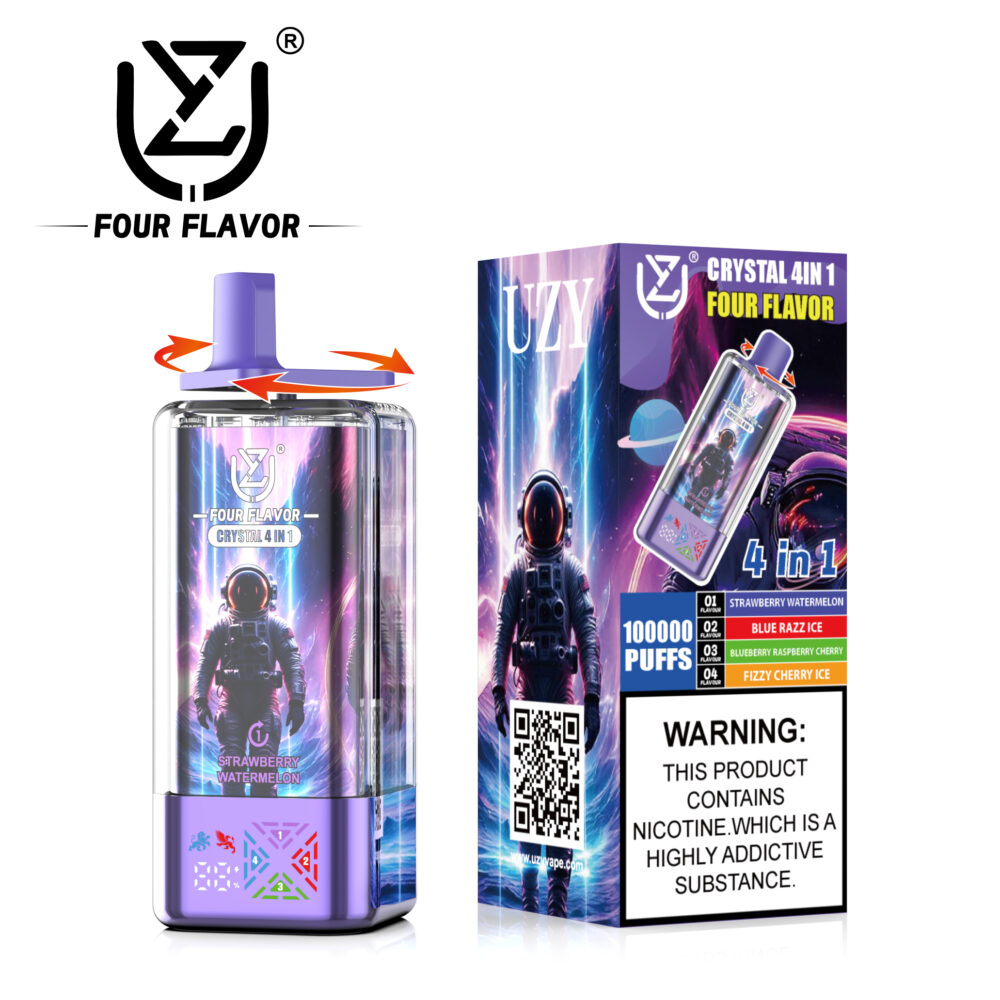 UZY Crystal 100K UZY Crystal 4 in 1 100K – 100,000 Puffs Quad Mesh Vape with 4 Flavor Switch - Image 1
