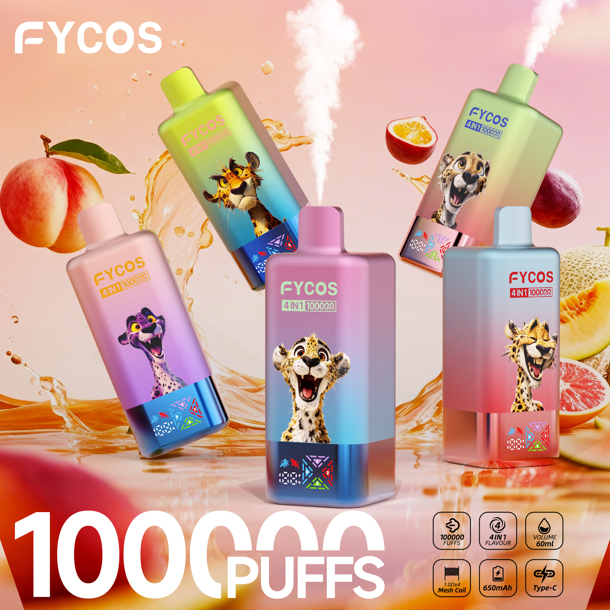 FYCOS 100K Vape FYCOS 100K – 100000 Puffs Quad Flavor Disposable Vape Wholesale EU - Image 1